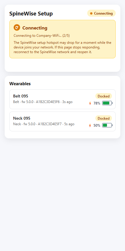 Pro Kit setup page: connecting